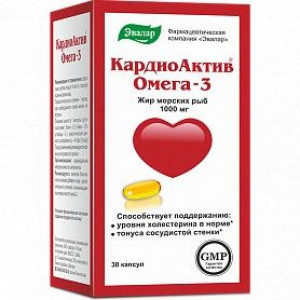 КАРДИОАКТИВ ОМЕГА-3 1000МГ. №30 КАПС. /ЭВАЛАР/ КАРДИОАКТИВ ОМЕГА-3 1000МГ. №30 КАПС. /ЭВАЛАР/