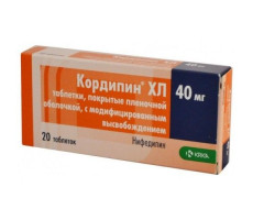 КОРДИПИН XL 40МГ. №20 ТАБ.ПРОЛОНГ. П/П/О /KRKA/