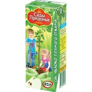 САДЫ ПРИДОНЬЯ СОК 200МЛ. ЯБЛОКО ПРЯМОГО ОТЖИМА МЯК. 4+МЕС.