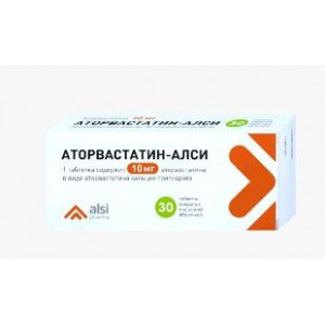 АТОРВАСТАТИН-АЛСИ 40МГ. №30 ТАБ. П/П/О /АЛСИ/ АТОРВАСТАТИН-АЛСИ 40МГ. №30 ТАБ. П/П/О /АЛСИ/