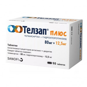 ТЕЛЗАП ПЛЮС 12,5МГ.+80МГ. №90 ТАБ. ТЕЛЗАП ПЛЮС 12,5МГ.+80МГ. №90 ТАБ.