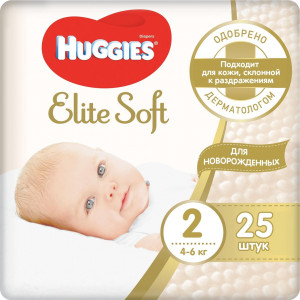 ХАГГИС ПОДГУЗНИКИ ЭЛИТ СОФТ 2 4-6КГ №25 [HUGGIES]