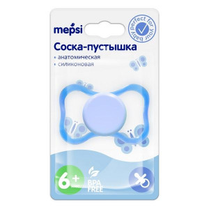 МЕПСИ СОСКА-ПУСТЫШКА СИЛ. АНАТОМ. 6+ ГОЛУБ. /АРТ.0351/ [MEPSI]