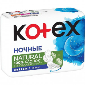 КОТЕКС ПРОКЛАДКИ НАТУРАЛ НОЧН. №6 [KOTEX]